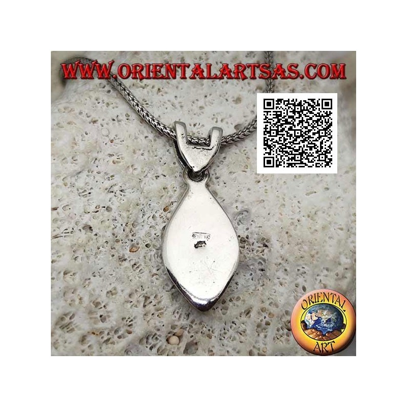 Pendentif en argent en forme d'oeil arrondi lisse avec pupille gravée