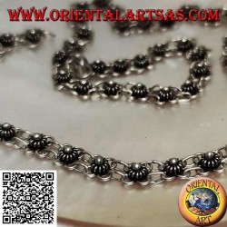 925 ‰ silver choker necklace with a row of small flowers chained together (40 cm)
