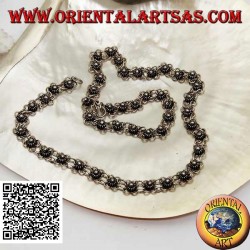 925 ‰ silberne Halskette mit einer Reihe kleiner Blumen, die aneinander gekettet sind (40 cm)