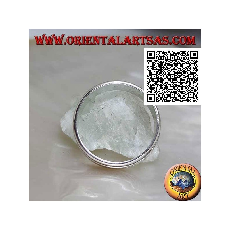 Anello fedina in argento girevole antistress, due linea ondulata intrecciate tra loro
