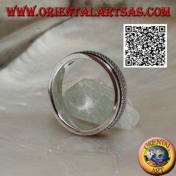 Anti-stress rotating silver band ring, X-woven lattice