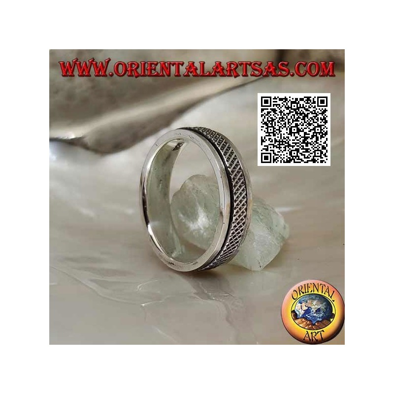 Anti-Stress rotierender Silberbandring, X-gewebtes Gitter