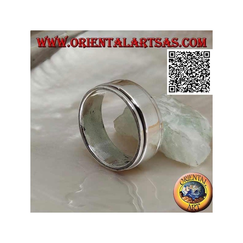 Anello fedina in argento girevole antistress, anello liscio su anello liscio