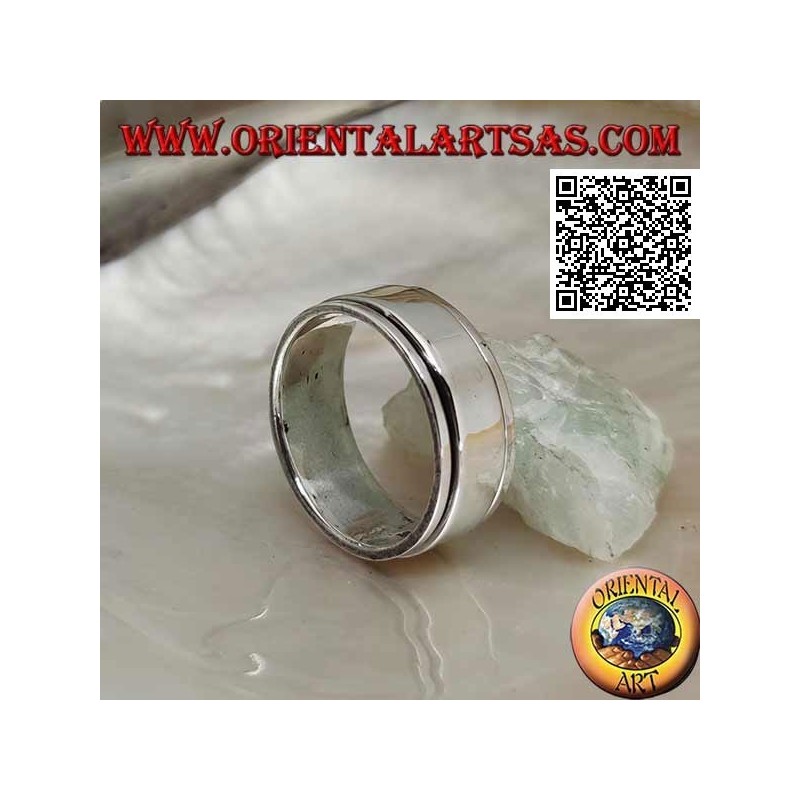 Anti-Stress rotierender Silberring, glatter Ring auf glattem Ring
