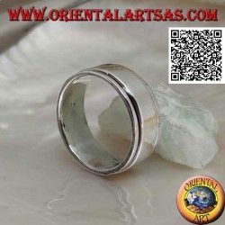 Anti-Stress rotierender Silberring, glatter Ring auf glattem Ring