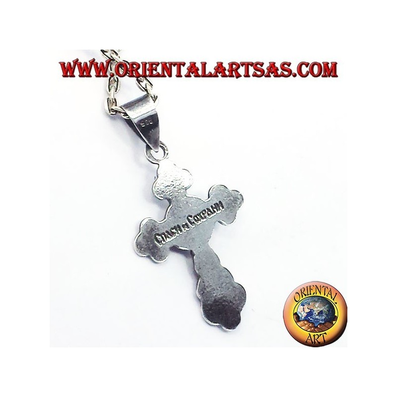 Orthodox crucifix pendant small silver