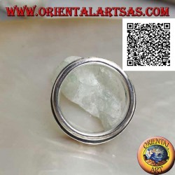 Anillo giratorio antiestrés plateado liso con sol estilizado y rayo grabado