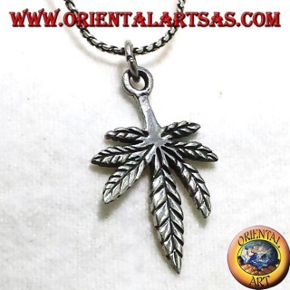 leaf pendant hemp, silver