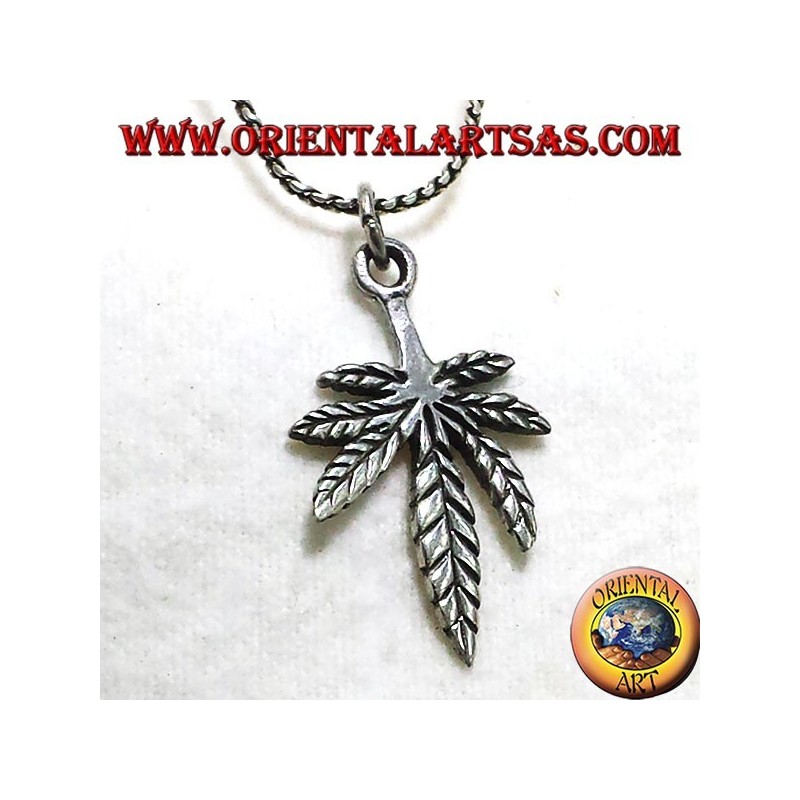 feuilles pendentif chanvre, argent