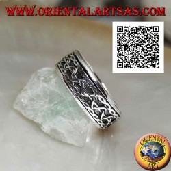 Anti-Stress rotierender Silberring, verflochtene Linien mit zentraler Wellenbewegung