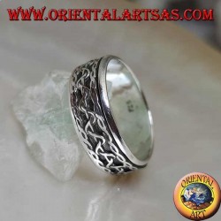 Anti-Stress rotierender Silberring, verflochtene Linien mit zentraler Wellenbewegung