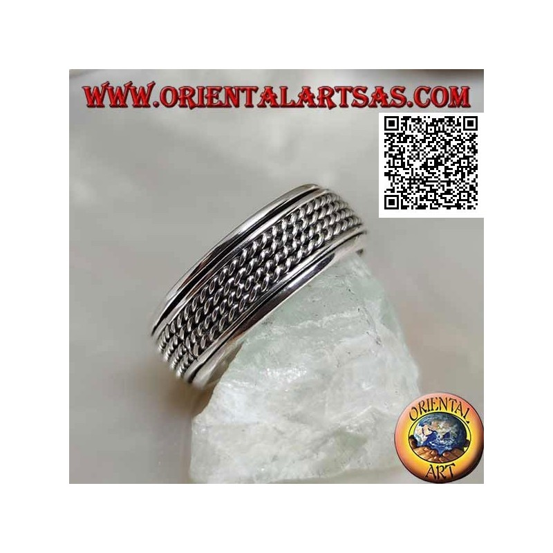 Anti-Stress rotierender Silberbandring, vierfach gerollte Schnur