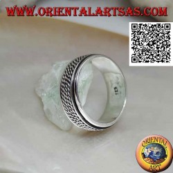 Anneau argenté rotatif anti-stress, quadruple cordon enroulé