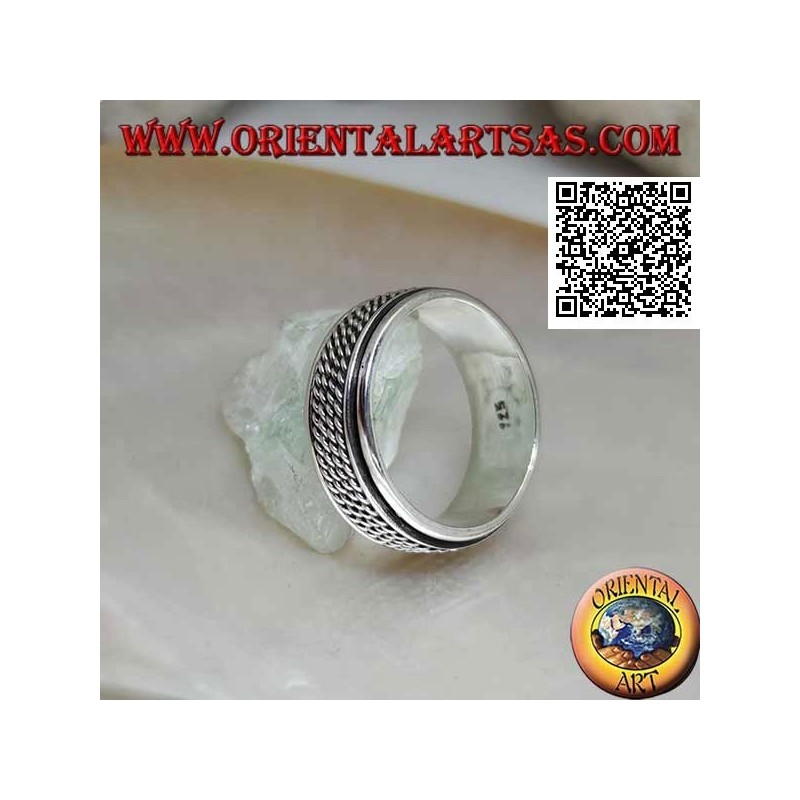 Anti-Stress rotierender Silberbandring, vierfach gerollte Schnur