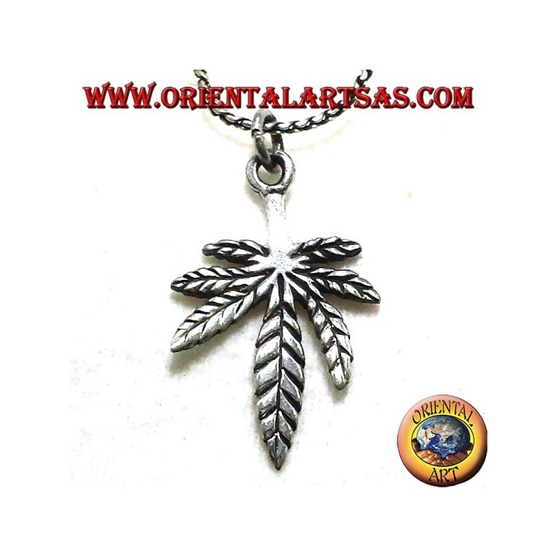 Blatt Anhänger Hanf, Silber