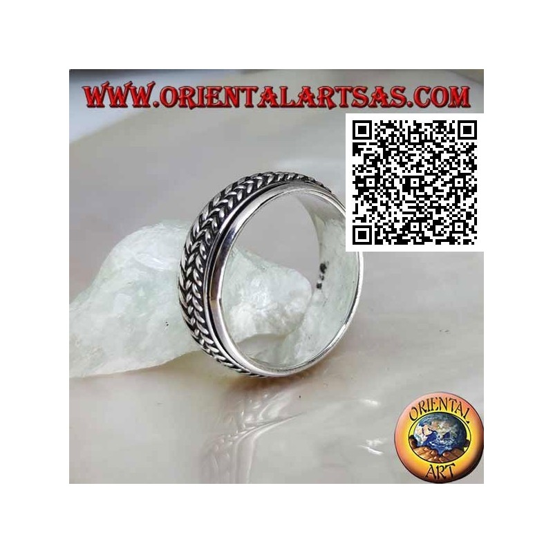 Anti-Stress rotierender Silberbandring, dreifach gerollte Schnur