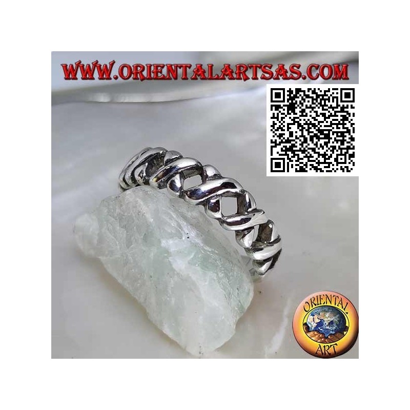 Anillo de cultivo en plata con varillas "X"