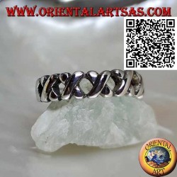 Anillo de cultivo en plata con varillas "X"
