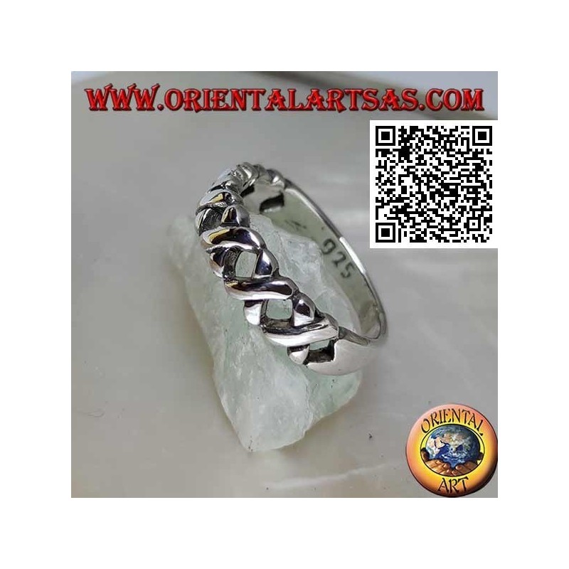 Anillo de cultivo en plata con varillas "X"