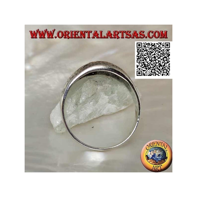 Silver ring with a lightly carved oriental design