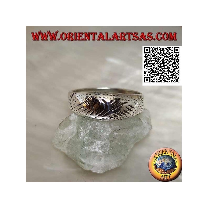 Silberring mit leicht geschnitztem orientalischem Design