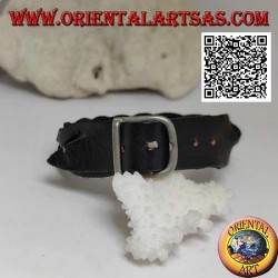 Bracelet en cuir véritable, tresse 5 fils avec fermeture à boucle et 5 longueurs (noir)