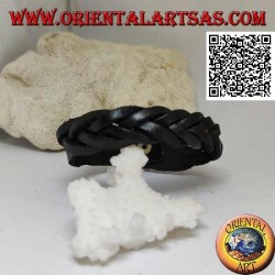 Echtes Lederarmband, 5-Strang-Geflecht mit Schnallenverschluss und 5 Längen (schwarz)