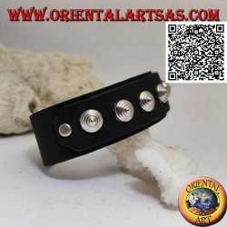 Echtes Lederarmband, konische Nieten am Riemen mit Clipverschluss und 2 Längen (schwarz)