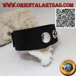 Genuine leather bracelet, conical studs on strap with clip closure and 2 lengths (black)
