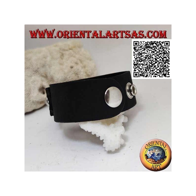 Bracelet en cuir véritable, clous coniques sur bracelet avec fermeture à clip et 2 longueurs (noir)