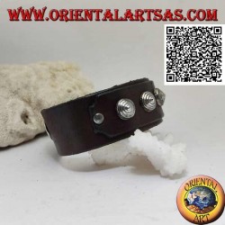 Pulsera de cuero genuino, tachuelas cónicas en la correa con cierre de clip y 2 largos (marrón)