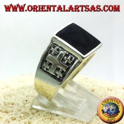 Bague Croix de Jérusalem avec Argent Onyx