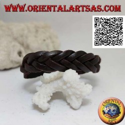 Bracelet en cuir véritable, tresse 5 fils avec fermeture à boucle et 5 longueurs (marron)
