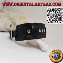 Pulsera de cuero genuino, tachuelas en correa rota con cierre de hebilla y 5 largos (negro)