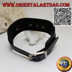 Genuine leather bracelet, studs on broken strap with buckle closure and 5 lengths (black)