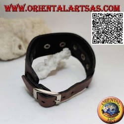 Echtes Lederarmband, konische Nieten und Mittelband mit Schnallenverschluss und 5 Längen (braun)