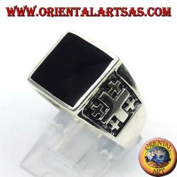 Bague Croix de Jérusalem avec Argent Onyx