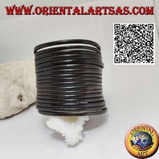 Breites Armband aus echtem Leder mit glatten Streifen mit Clipverschluss und 2 Längen (braun)