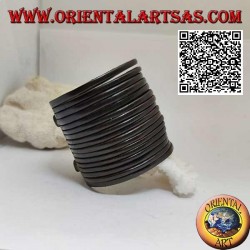 Pulsera ancha en piel auténtica, con rayas lisas con cierre de clip y 2 largos (marrón)