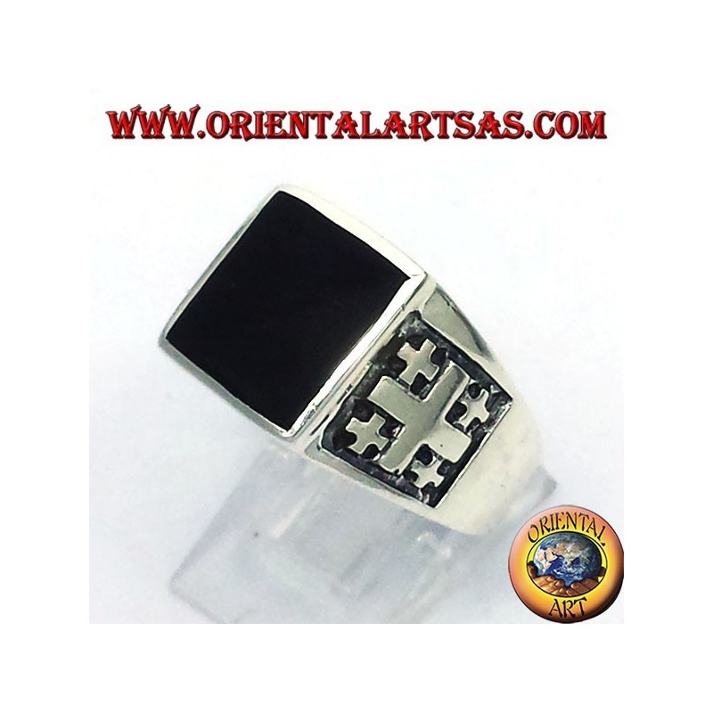 Bague Croix de Jérusalem avec Argent Onyx