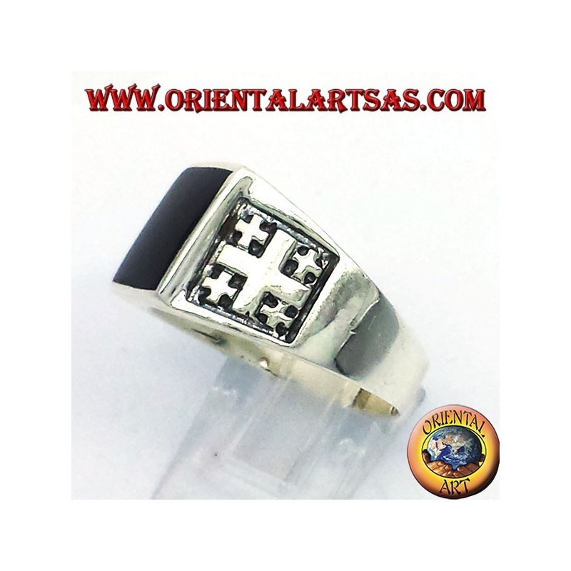 Bague Croix de Jérusalem avec Argent Onyx