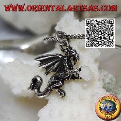 Pendentif en argent en forme de dragon occidental debout sur deux pattes