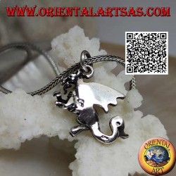 Colgante de plata en forma de dragón occidental de pie sobre dos patas