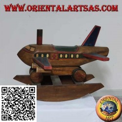 Colored rocking plane in Suar wood (solid), hand painted
