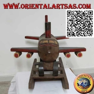 Farbiges Schaukelflugzeug aus Suarholz (massiv), handbemalt