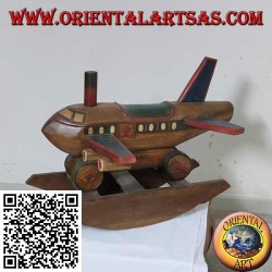 Colored rocking plane in Suar wood (solid), hand painted