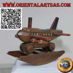 Farbiges Schaukelflugzeug aus Suarholz (massiv), handbemalt
