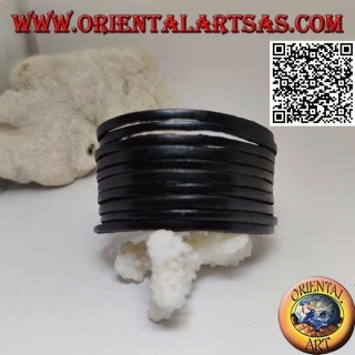 Genuine leather bracelet, smooth rulers with clip closure and 2 lengths (black)