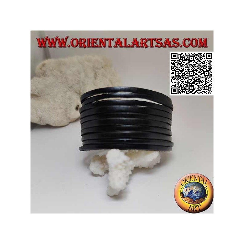 Pulsera de cuero genuino, reglas lisas con cierre de clip y 2 largos (negro)