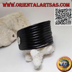 Bracelet en cuir véritable, règles lisses avec fermeture à clip et 2 longueurs (noir)